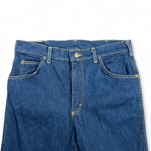 Vintage Lee Riders Jeans Mens 33x30 Blue Flare Leg Dark Wash Talon Zip USA 80s - Picture 3 of 14